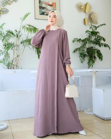 Gamis Lebaran Mariyam Dress Maxi Wanita Muslim Dewasa abaya gamis  polos  crinkle 6