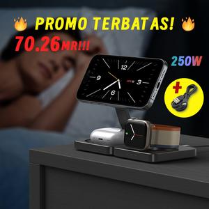 Sesuai untuk Pejabat Dalaman Mudah Alih Pelbagai Fungsi 3-dalam-1 Pengecas Tanpa Wayar Pendirian Pengecasan Pantas untuk Telefon Bimbit Serasi dengan Jam Tangan Apple dan Fon Telinga Pengecasan Tanpa Wayar wireless  charger  iphone