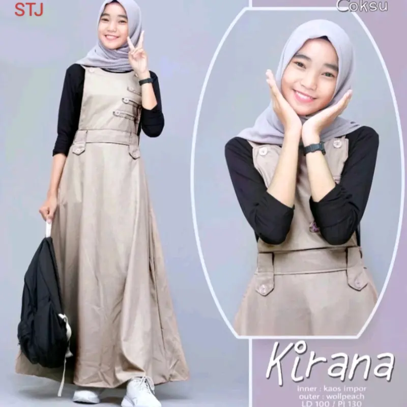 OVERAL KIRANA/GAMIS KIRANA/GAMIS TRENDY KEKINIAN  Polos Muslim (tanpa iner) ok 3