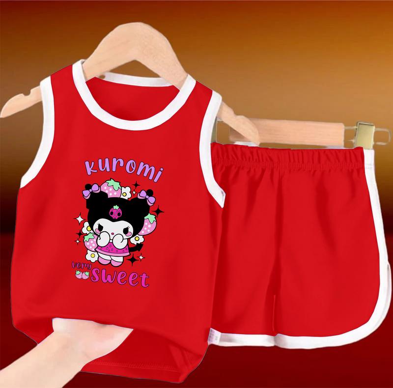 Luwi Kids Setelan Singlet Anak Motif Kuromi Sweet Celana Fashion 4