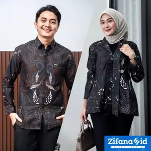 Atasan Batik Modern Batik Couple Pasangan Blouse Batik Wanita Kemeja Batik Pria Panjang Seragam Batik Katun Baju Kerja Kantor Kekinian Style Kutu Baru Kemeja Panjang ZIFANA ID