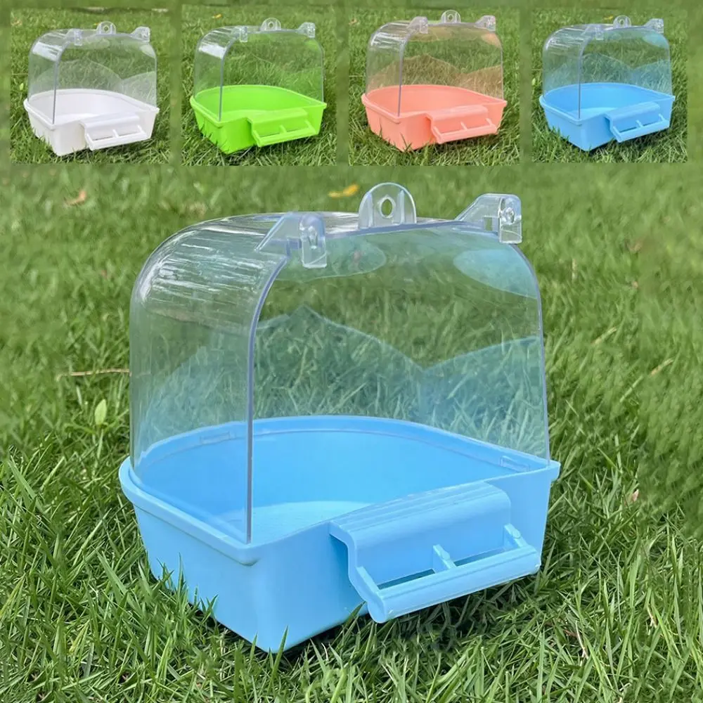 Bird Cage Accessories Plastic Bird Shower Box Wall Mount Anti-Slip Parrot Bathtub Colorful Parakeet Bathing Tub Pet Cage