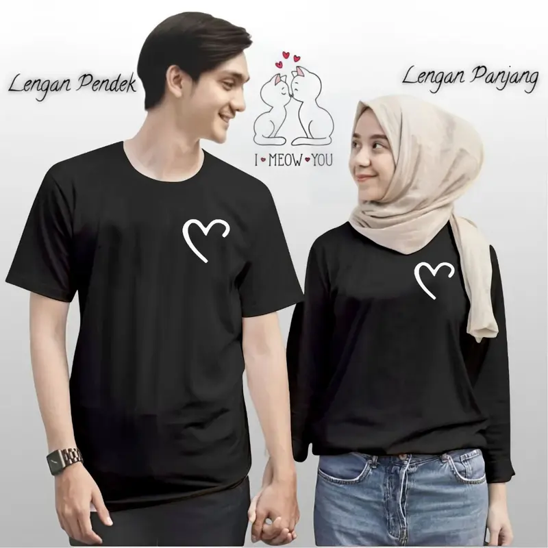 VLN Baju Kaos Couple Logo Love Pasangan Pria Wanita Lengan Panjang Dan Lengan Pendek Bahan Premium 0