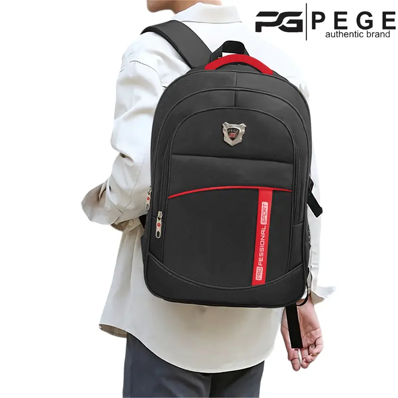 Tas Ransel Laptop Pria PEGE Cavan Tas Punggung Hitam Stripe Merah Gaya Elegan dan Casual - PG 29 8