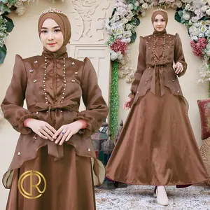 Aurora Boutiq MAXI AZZALEA | M L XL | 8 WARNA | Gamis Organza Satin Saten Velvet Fashion Busana Muslim Wanita Lebaran Mewah Kondangan Pesta Dress Gaun Payet Mutiara Busui Friendly