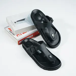 GLORIOUS - Zero Strong Black Sandal Jepit Kulit Pria Wanita Distro Formal Kasual Santai Empuk Nyaman Simple Hitam Sendal