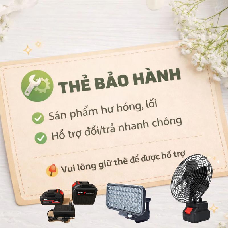 Thẻ Bảo Hành Quạt Tích Điện 12 Tháng Kèm Tất Cả Sản Phẩm Bên Shop