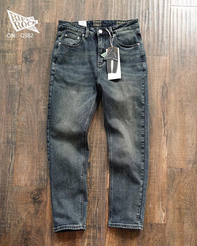  Quần Jean Nam Ống Đứng Mã 382 Denim Co Giãn Thoải Mái Màu Đậm Trơn Đơn Giản Dành Cho Đàn Ông Trưởng Thành 