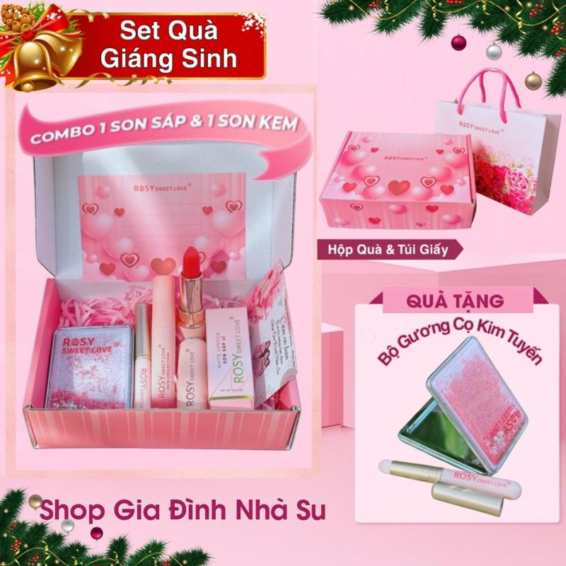 SET QUÀ Giáng Sinh COMBO 1 SON SÁP + 1 SON KEM LÌ Touch The Stars Rosy Siêu Lì Mềm mịn môi bền màu Không chì an toàn không gây khô môi
