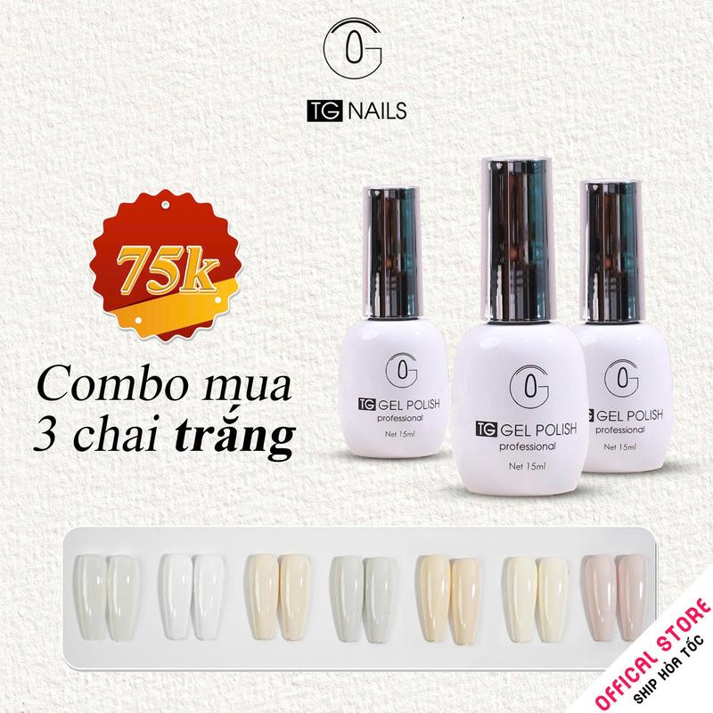 Sơn gel hơ máy trắng lẻ hãng TG cao cấp cọ tròn made in Việt Nam chai 15ml