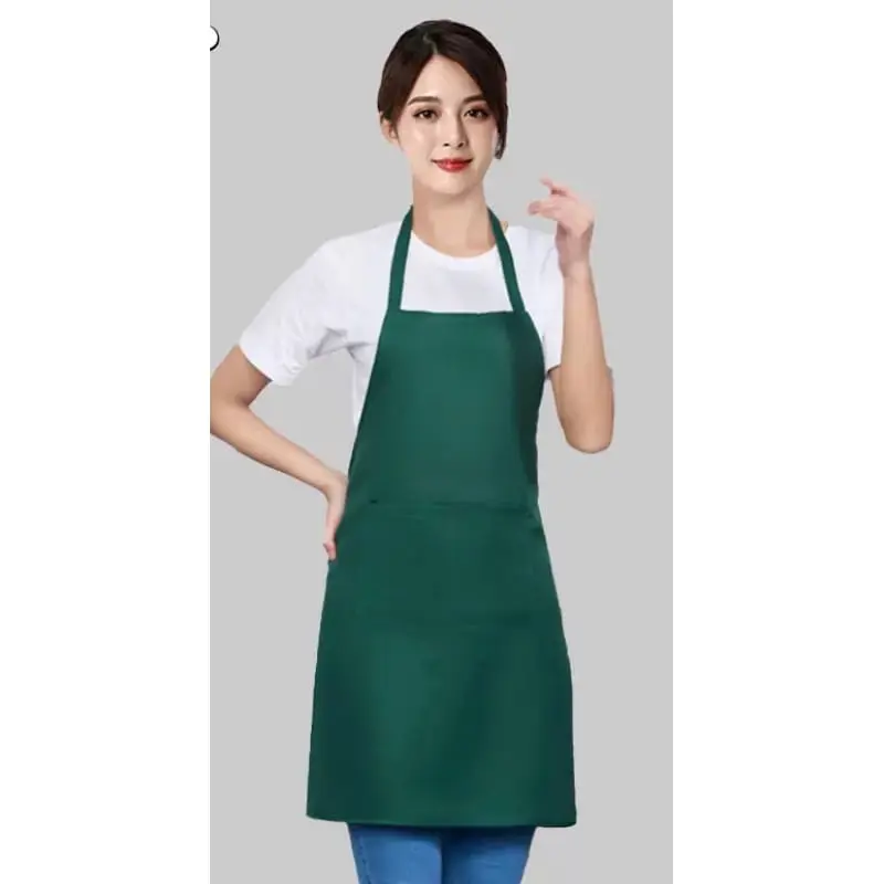 Celemek style polos hitam Unisex Apron masak dapur cocok untuk With Pocket Black 3