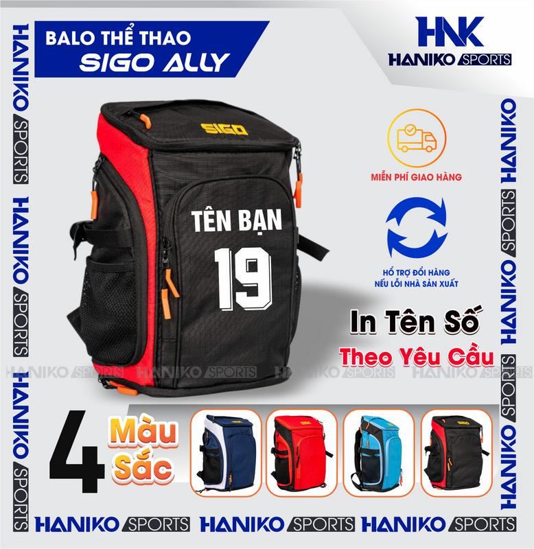 [CÓ IN TÊN SỐ ] Balo thể thao sigo, chống thấm nước , bền Bỉ ,khoá dây kéo thích hợp đa năng cho nhiều người dùng