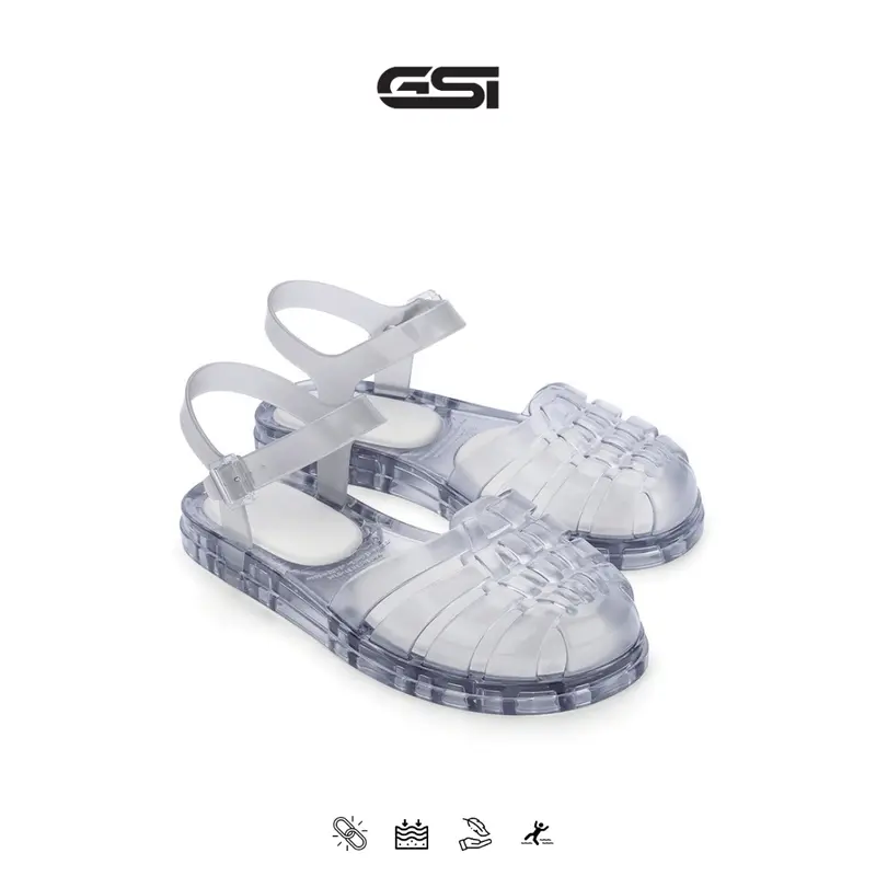 【GSI Shoes】Sandal Wanita Sandal Slop Flat Jelly Transparan Tali Belakang Fashion Wanita Empuk Ringan dan Nyaman Sendal Karet 3