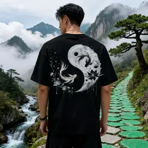 Kaos Oversize Katun Murni 220g Tebal Nyaman Unisex Hitam Polos Fit Nyaman Distro Streetwear Tahan Lama & Menyerap Keringat