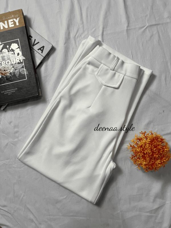 Oro Pants Knit Celana Panjang Korean Style Wanita Highwaist Anti Kusut Nyaman Casual Basic Kulot Formal Loose Kantor Variasi Kantong Karet ivory outfit ootd 7