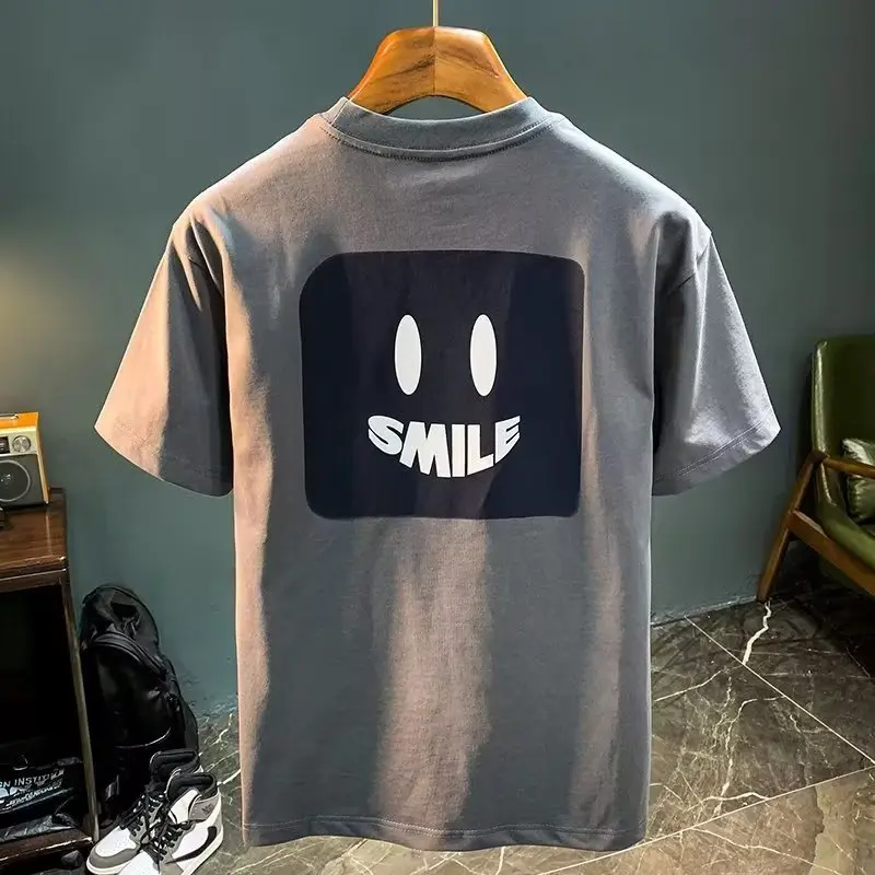 Men's T-shirt versatile casual short-sleeved trend printing summer round neck loose tops