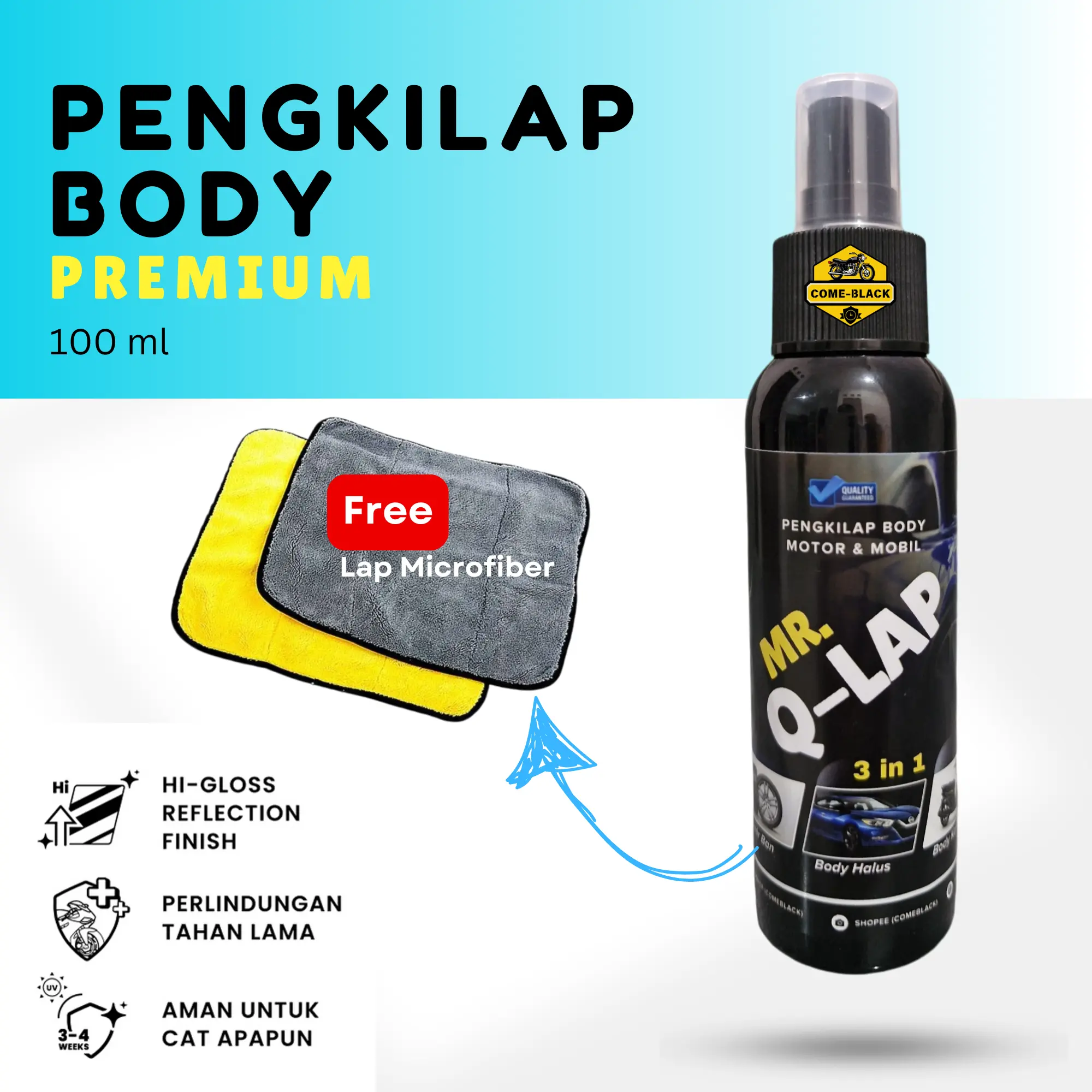 MR QILAP / Pengkilap Body Motor Mobil / Pengkilap Body Kendaran - Pengkilap Body Halus / Semir Ban / 60 ml