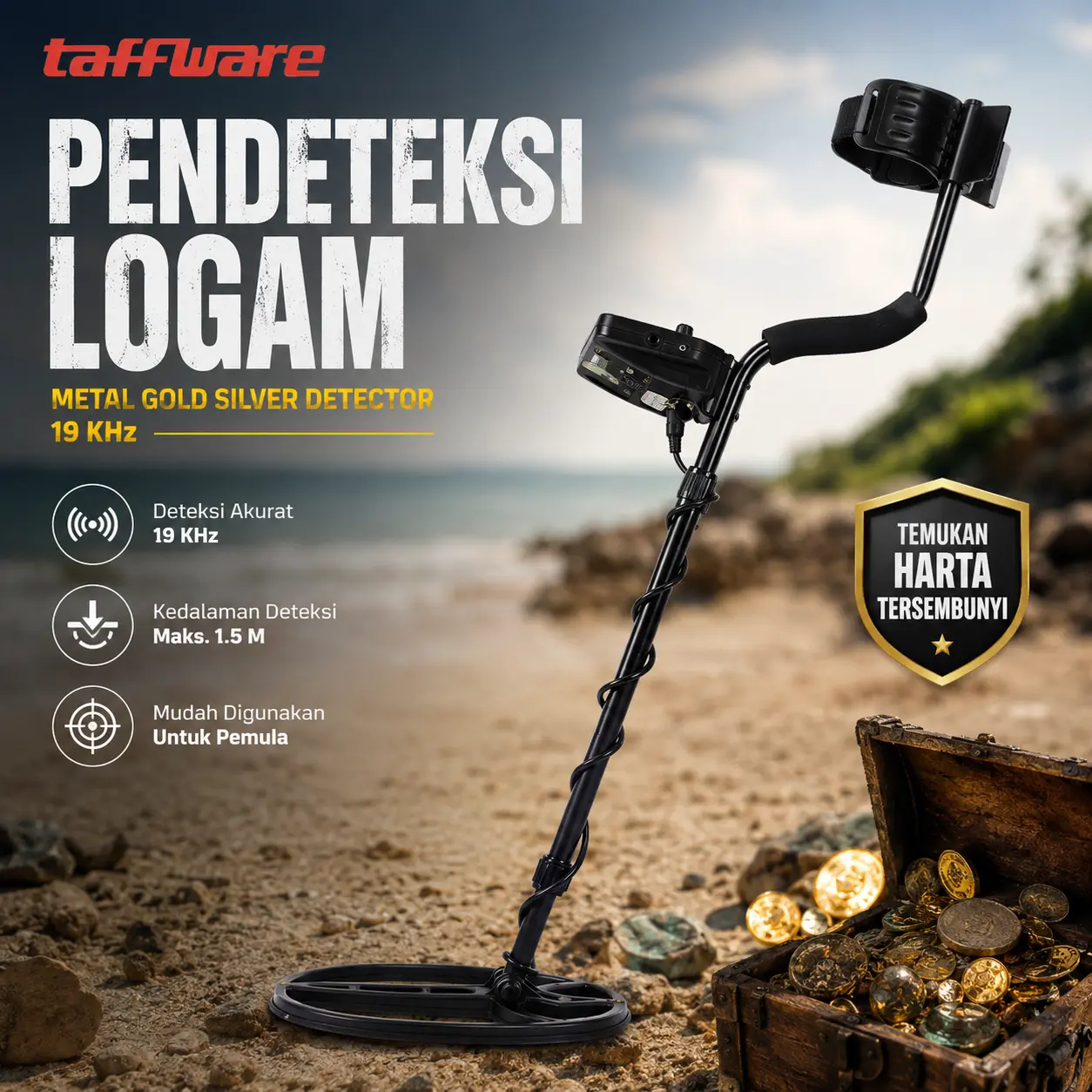 Pendeteksi Logam Underground Metal Gold Silver Detector Finder High Sensitivity Hitam TX-850 Taffware