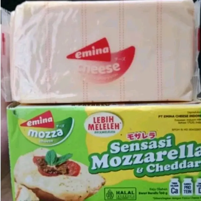 Emina mozarella cheddar kemasan tanpa dus emina mozza