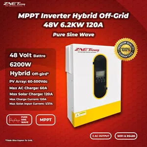 MPPT Inverter Hybrid Off Grid 120A 48V 6.2KW 6200W Pure Sine Wave 120A 48V 6200W 6.2KW Solar Charger