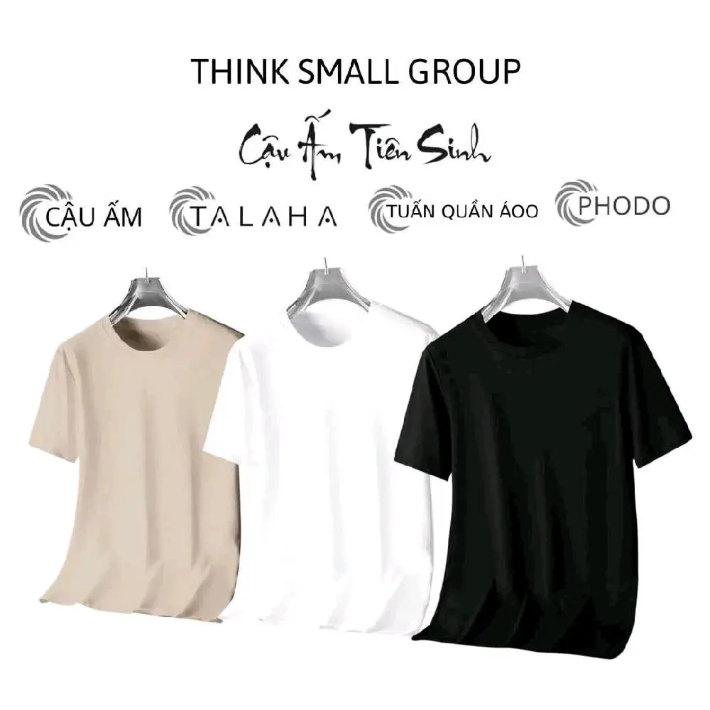 combo 100k  3 Áo thun cotton Talaha ( 6 màu: trắng, đen, be, xám, xám đậm, nâu)
