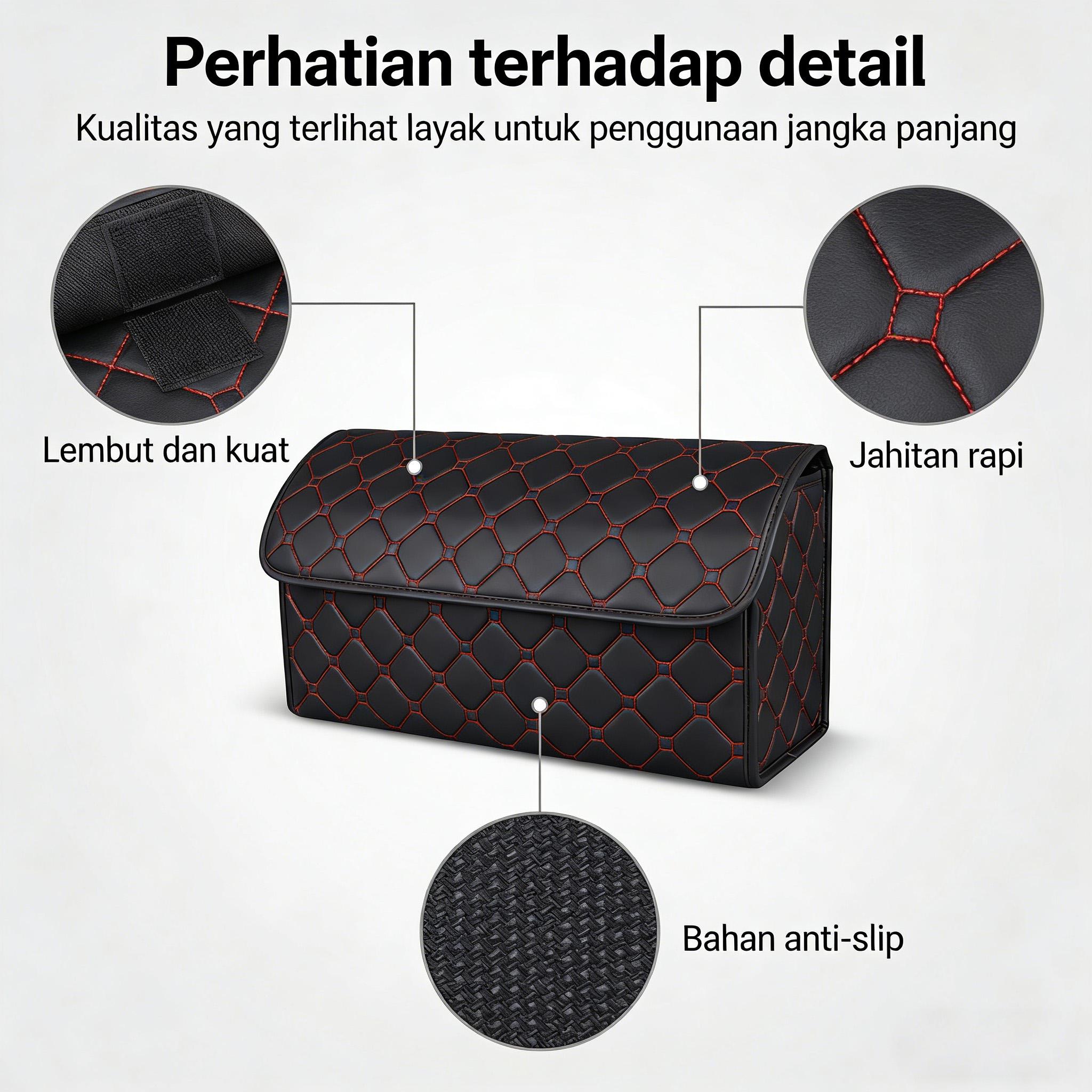 AutoGlide Bagasi Lipat Berbahan Kulit Untuk Mobil Box Penyimpanan Bagasi Box Penyimpanan Mobil Box Penyimpanan Multifungsi Lipat Box Penyimpanan Bagasi Belakang Aksesori Mobil