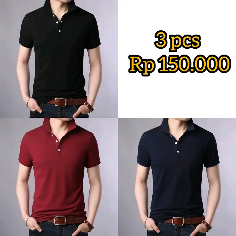 kaos kerah polos bahan lakoste paket 3 2