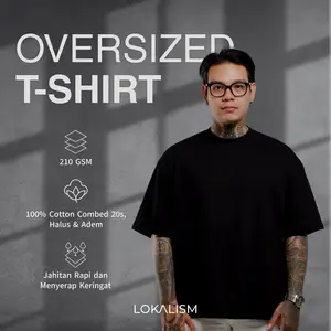 Lokalism Kaos Oversized Pria Wanita 100% Cotton Combed 20s 210 GSM Premium | Jet Black