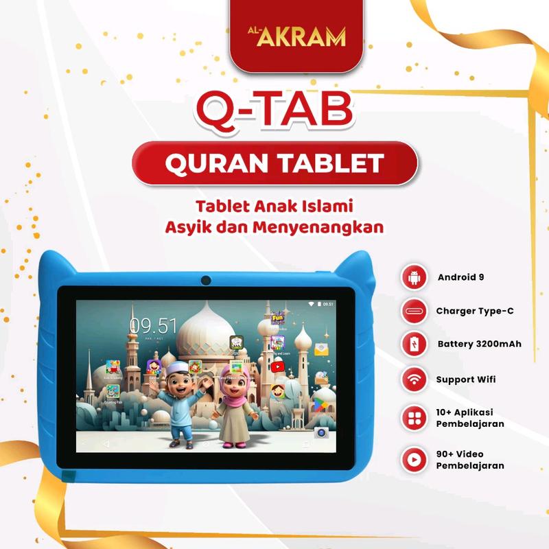 Q-TAB Quran Tablet Anak New Produk Al-Akram Bergaransi 1 Tahun Edukasi Islami Belajar Game Kids Toy 3