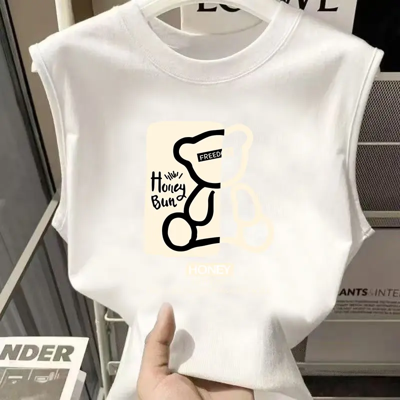 Kaos olahraga pria longgar tanpa lengan bermotif, leher bulat, gaya terbaru musim panas 2026, atasan pria dan wanita, kaos olahraga pasangan.