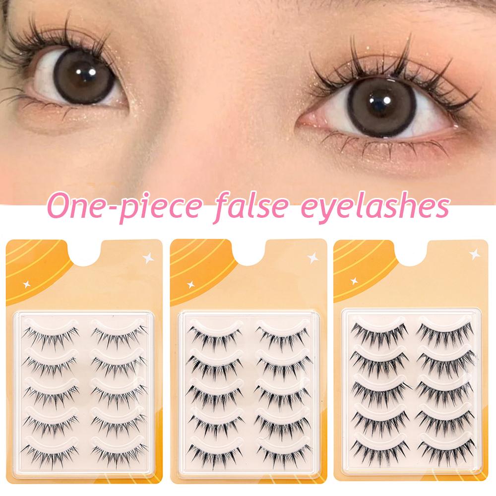 5 คู่ ขนตาปลอมการแต่งตาสไตล์การ์ตูนต่อขนตาธรรมชาติบางเบาก้านใสความงามเครื่องสำอางใช้ซ้ำได้ skyeye ขน