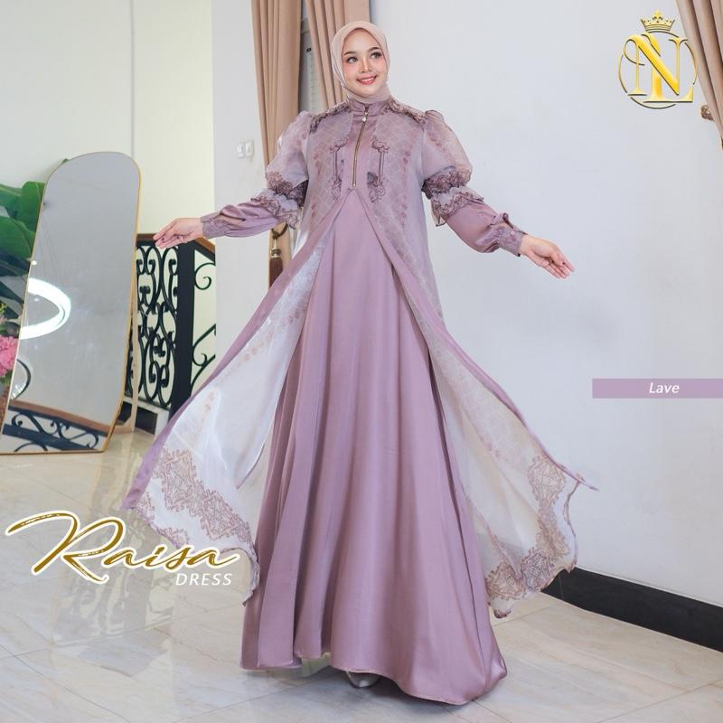 Nalafashion Raisa Dress Silk Sutra Mix Organza Tencel Ziper Depan  tangan smoke
