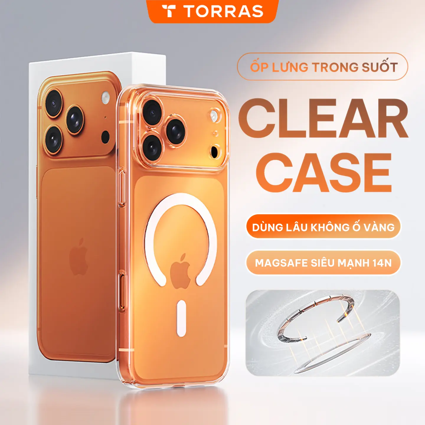 [Mỏng như iPhone 17 trần] Ốp lưng Trong suốt Pha Lê TORRAS, Không ngả vàng, Thiết kế siêu mỏng, Dành cho iPhone 11-17, Mỏng nhẹ, Cao cấp, Phiên bản mới, Bảo hành 1 năm Ố vàng