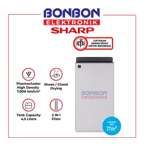 Sharp Dehumidifier 4,5L DW T30FY W / DW T30FY / DW-T30FY White - Plasmacluster Ion - 77m² Area -  2 IN 1 Dehumidifier & Air Purifier