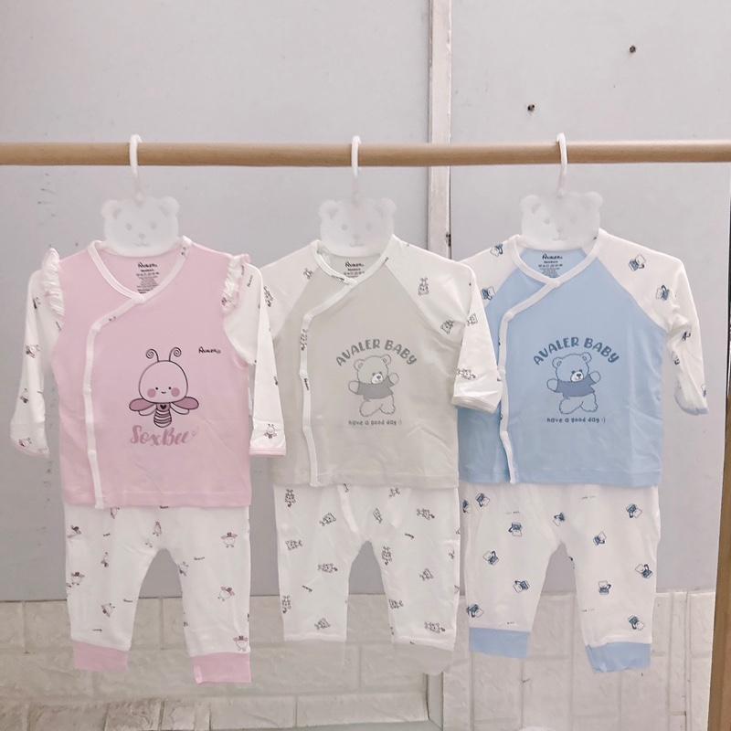 Bộ dài sơ sinh Avaler chất sợi tre mềm mát cho bé trai bé gái, sz nb 3-5kgsz 3-6m 5-7kg