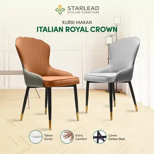 STARLEAD Kursi Makan Sandaran Kulit Italian Royal Crown | Dining Chair | Kursi Restoran | Stylish Furniture