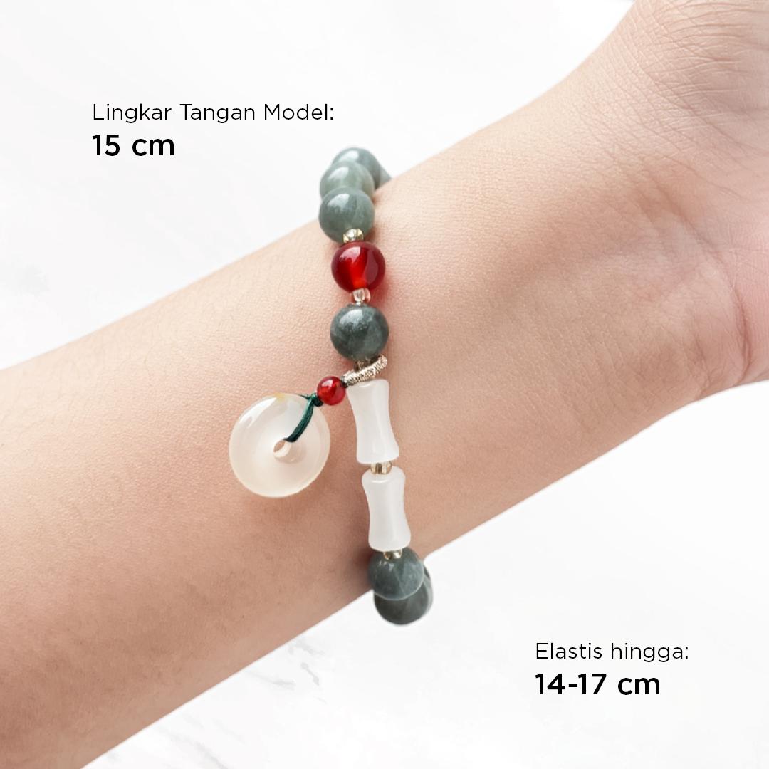 BlinkCat - Gelang Giok Alami: Green Red Bead Jade | Natural Jade Bracelet