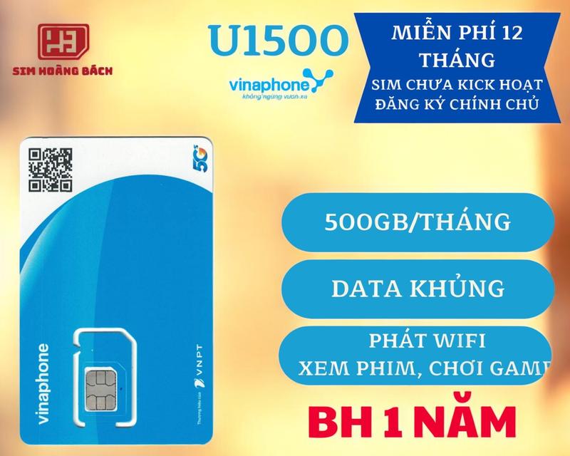 SIM 5G VINAPHONE U1500 & Phụ Kiện - Không Chia Ngày Sử Dụng, Tiện Lợi & 500GB/Tháng - MIỄN PHÍ 12 THÁNG sim vinaphone sim  u1500