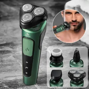 Peralatan Pencukur Elektrik 5-in-1 Kualitas Premium untuk Pria: Pencukur Wajah & Tubuh, Trimmer Kulit, Pisau Presisi, Set Grooming Travel Kompak dengan Layar LED & Pengisian Cepat