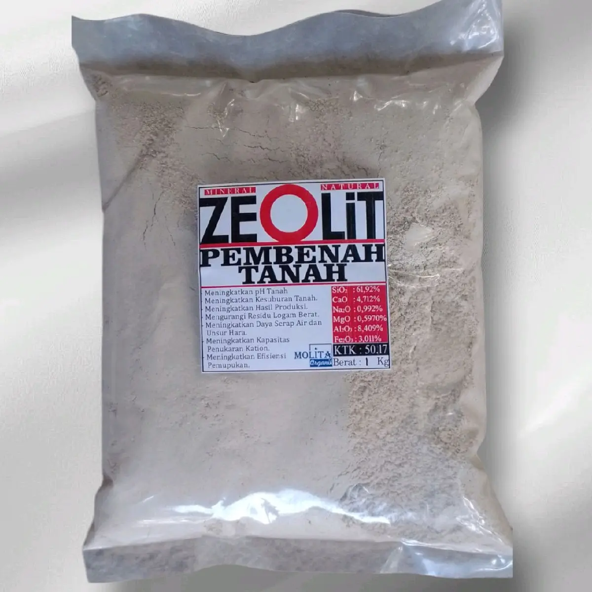 1 kg Zeolit Untuk pembenah tanah dan meningkatkan PH tanah, kemasan 1 kg beserta packing