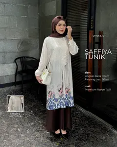 Tunic Wanita Rayon Motif Kancing Asimetris | Saffiya Tunik