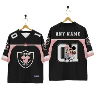 JERSEY RUGBY / JERSEY MINNIE HITAM PINK GRATIS NAMA DAN NOMOR PUNGGUNG FULL PRINTING