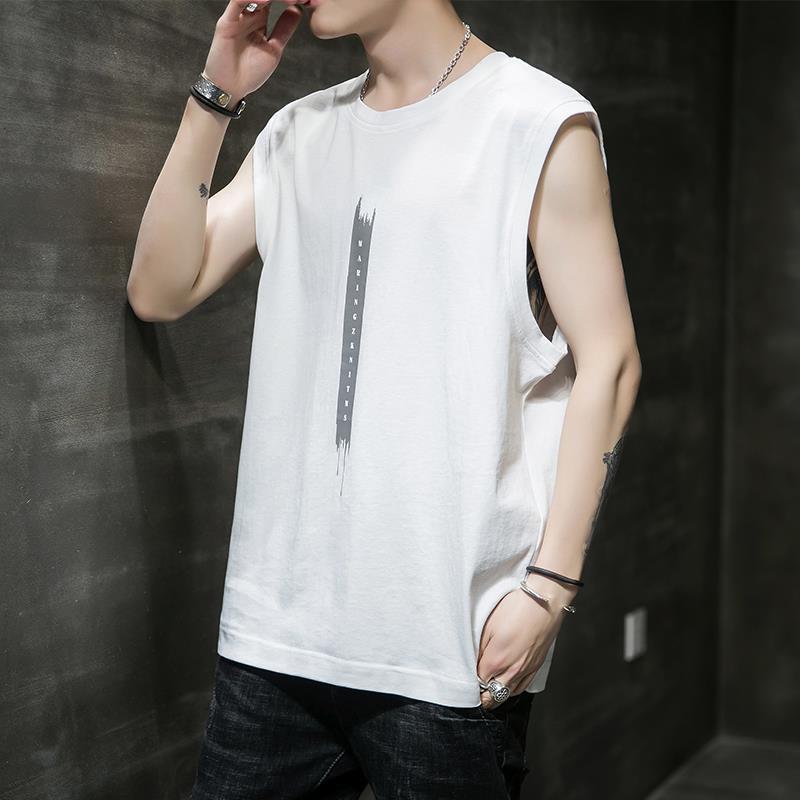 Vest Men's Street Wear Loose Summer Sports Wear Waistcoat Plus Size Sleeveless T-Shirt 2