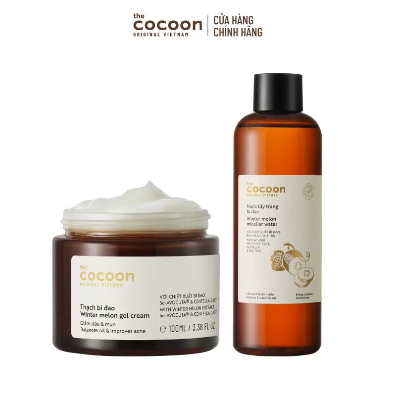 Ảnh đại diện COMBO 1 Bigsize Thạch bí đao Cocoon cấp ẩm và ngừa mụn 100ml + 1 Bigsize Nước tẩy trang bí đao Cocoon 500ml