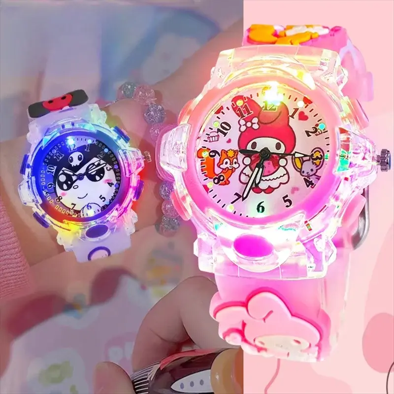 JAM TANGAN ANAK KARAKTER LAMPU KUROMI MELODY HELLO KITTY CINNAMAROLL UNICORN