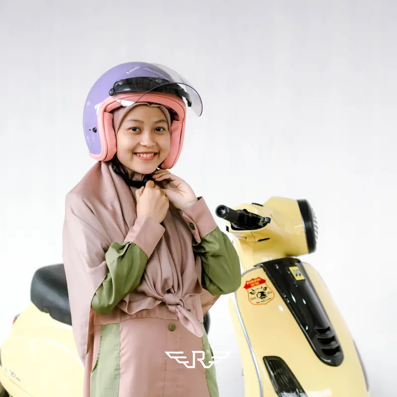 Helm RIMC Rosa Flannel Purple Pastel + Visor Kaca Bogo Motorcycle Helmet 5