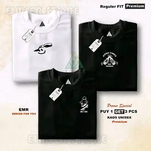 Kaos 3pcs Kaos distro motif terbaru bahan 100% Katun Combed 30s pria/wanita adem lembut Nyaman