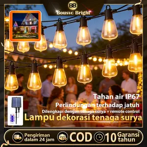 Lampu Gantung Solar String Solar Bohlam Solar Outdoor Hias Solar Taman Tahan Air Hemat Listrik Lampu Hias Solar untuk Pesta Taman & Teras Outdoor/Indoor Lampu Hias Pernikahan Acara Halaman Rumah Lampu String Solar Bohlam 30M  Lampu Hias Outdoor Taman Tera