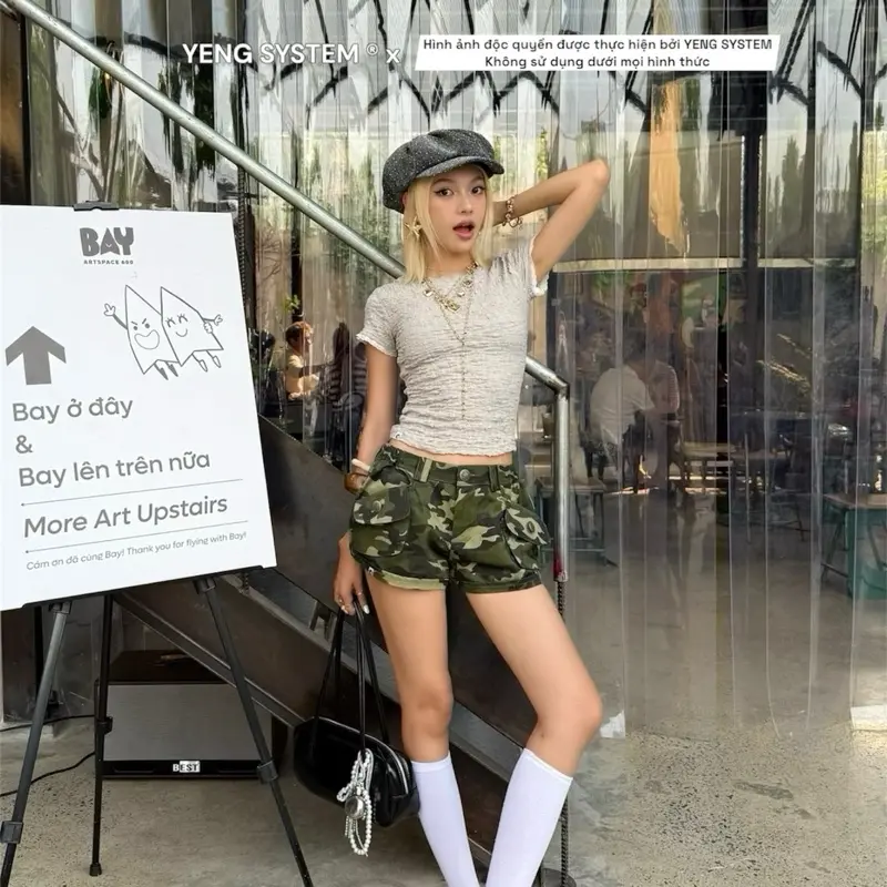 [YENG SYSTEM] Quần short camo cạp thấp y2k “ TEQUILA “ cho nữ Women 0