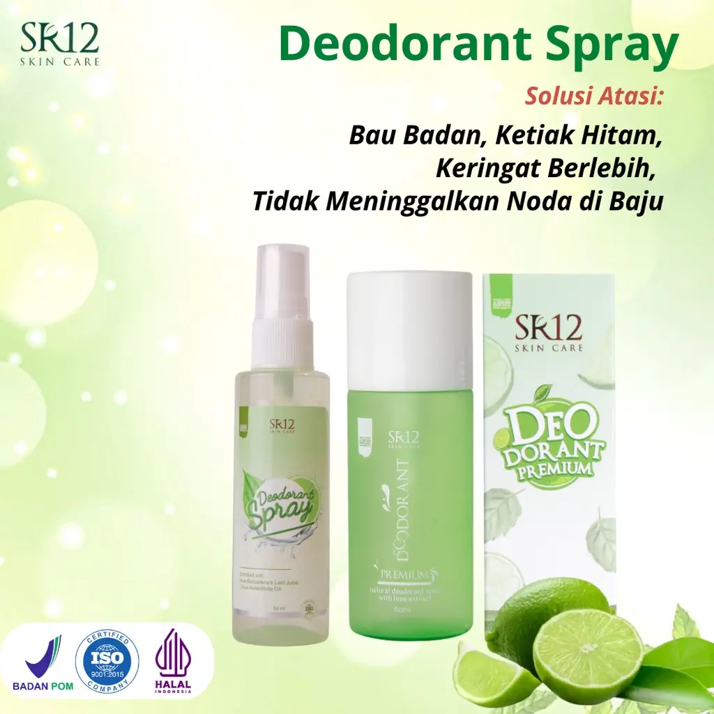 Deodorant Spray SR12 Ampuh Atasi Bau Ketiak dan Mencerahkan Aman Digunakan BPOM Tahan 48 Jam
